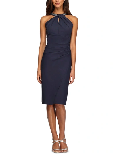 ALEX EVENINGS WOMENS EMBELLISHED KEYHOLE SHEATH DRESS