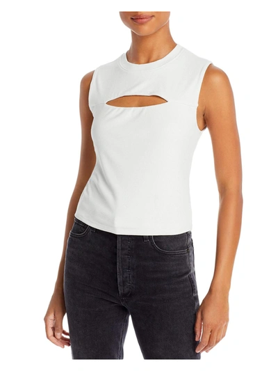 Aqua Womens Ribbed Mock Neck Tank Top In White