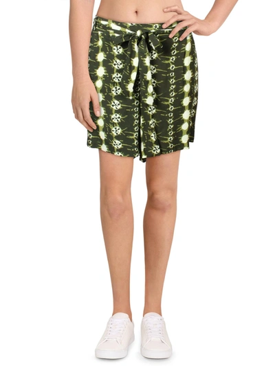 Per Se Womens Belted Pleated Shorts In Green