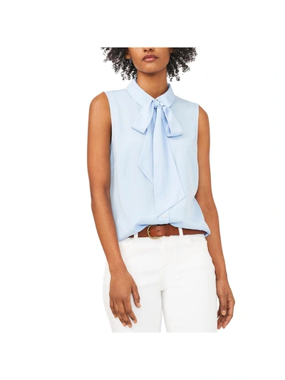 Riley & Rae Camryn Womens Collared Belted Blouse In Blue