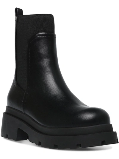 Dolce Vita Womens Faux Leather Ankle Chelsea Boots In Black