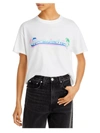 Bloomie's Beach Club Womens Graphic Cotton T-shirt In White