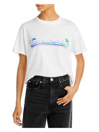 Bloomie's Beach Club Womens Graphic Cotton T-shirt In White