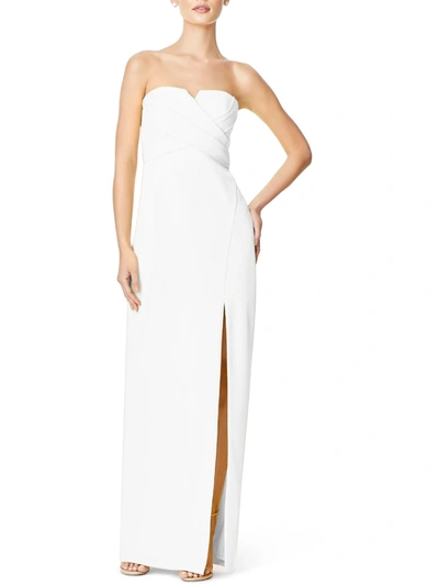Aidan Mattox Womens Split-neck Crepe Evening Dress In White