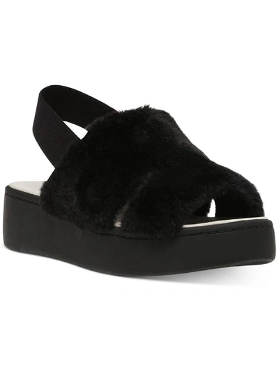 Anne Klein Tee02 Womens Slingback Open Toe Platform Sandals In Black