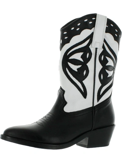 Steve Madden Laredo-m Womens Leather Almond Toe Cowboy, Western Boots In Multi