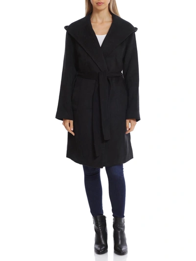 Avec Les Filles Womens Wool Blend Midi Walker Coat In Black
