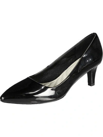 Easy Street Pointe Womens Patent Pointed Toe Dress Heels In Black