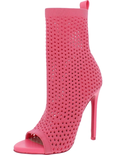 Steve Madden Evelina Womens Knit Open Toe Ankle Boots In Pink