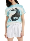 JUNK FOOD ONE LOVE WOMENS TIE DYE GRAPHIC T-SHIRT