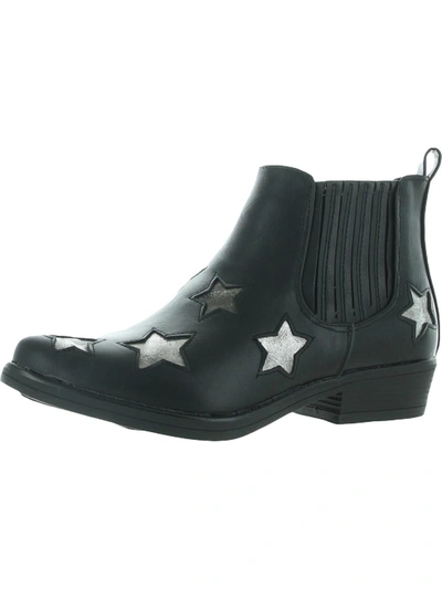 Seven7 Rockstar Womens Faux Leather Block Heel Ankle Boots In Black
