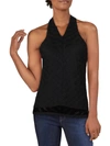 Red Haute Womens Lace Layered Halter Top In Black