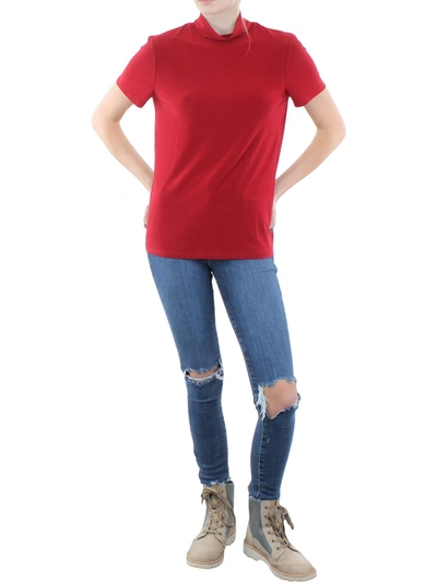Anne Klein Womens Mockneck Wear To Work Pullover Top In Red