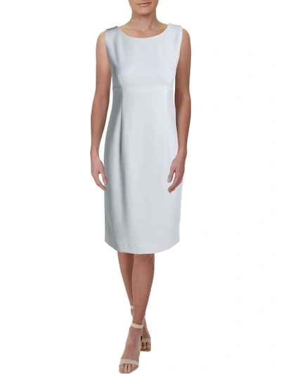 Kasper Womens Crepe Sleeveless Wear To Work Dress In White