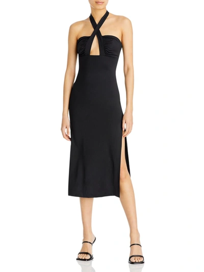 Bardot Guilia Womens Tie Neck Evening Halter Dress In Black