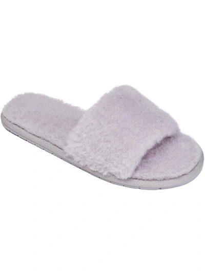 Splendid Carmen Womens Faux Shearling Wool Blend Slide Slippers In Blue