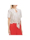 VINCE CAMUTO WOMENS STRIPED TIE FRONT BUTTON-DOWN TOP