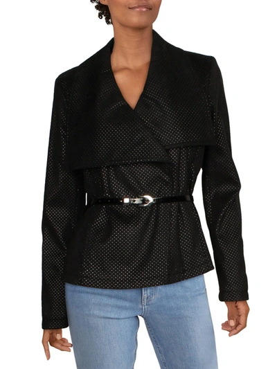 Kenneth Cole New York Womens Belted Lightweight Jacket In Black
