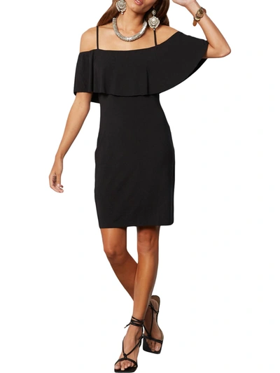 Tart Alessandra Womens Ruffled Cold Shoulder Mini Dress In Black