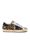 Golden Goose Superstar Distressed Leather And Calf Hair Sneakers In Snow Leopard & Black