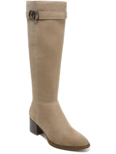 Lifestride Daring Womens Faux Suede Stacked Heel Knee-high Boots In Silver