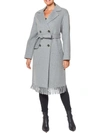 VINCE CAMUTO WOMENS FRINGE BELTED TRENCH COAT