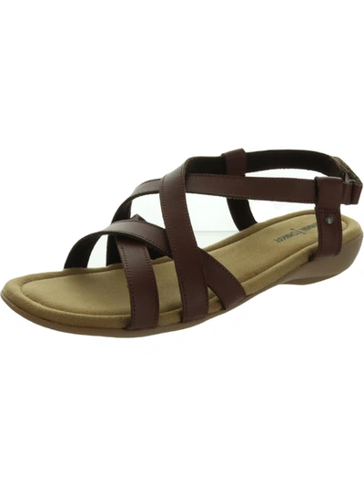 Minnetonka Sunny Slingback Womens Leather Cushioned Footbed Flats In Brown