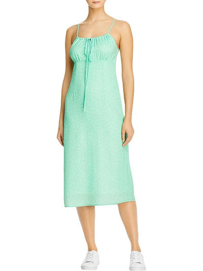 Charlie Holiday Delilah Womens Polka Dot Ruched Midi Dress In Green