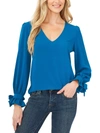 Cece Womens Tie Cuff V-neck Blouse In Multi