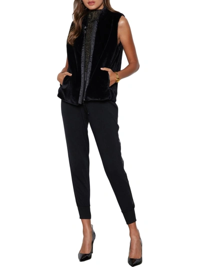 Tart Collections Brent Womens Faux Fur Reversible Vest In Black