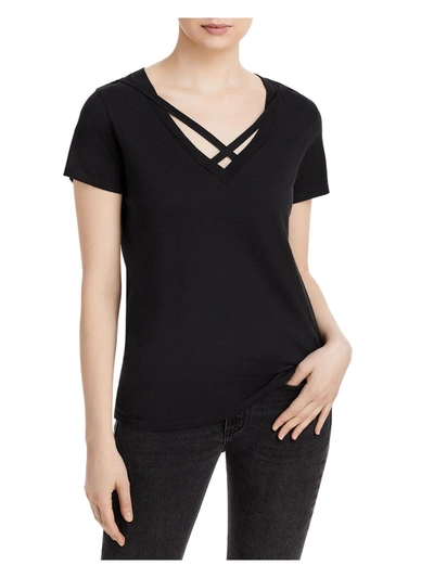 N:philanthropy Slater Womens Criss Cross Front Cotton T-shirt In Black