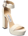 Jimmy Choo White Mionne 120 Leather Platform Sandals In White