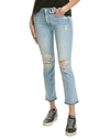 Mother The Rascal Ankle Undone Distressed Mid-rise Slim-leg Jeans In Blue