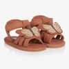 DONSJE BABY GIRLS BROWN BUTTERFLY LEATHER SANDALS