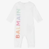 Balmain Logo-print Cotton Romper In White