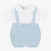 BABIDU BABY WHITE & BLUE SHORTS SET