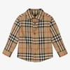Burberry Baby Boy's & Little Boy's Check Print Button-up Shirt In Beige