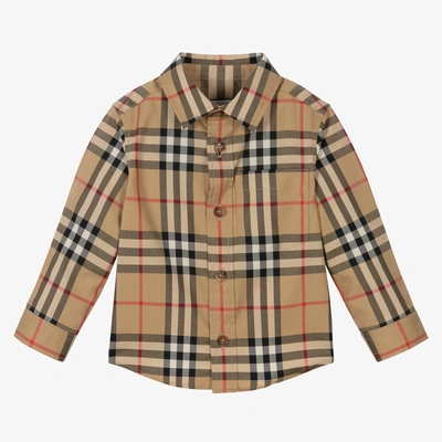 Burberry Kids' Baby Boy's & Little Boy's Check Print Button-up Shirt In Archive Beige Check