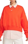Nike Women's  Sportswear Phoenix Fleece Over-oversized Crew-neck Sweatshirt In Picante Red/ Sail