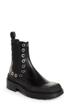 Alexander Mcqueen Alexander Mc Queen Tread Slick Leather Chelsea Boots In Black/ Silver