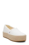 Toms Valencia Platform Espadrille In White Canvas