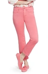 Nydj Chloe Hollywood Leaf Print Side Slit Capri Jeans In Pink Punch
