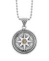 Lagos 18k Gold And Sterling Silver Signature Caviar Compass Pendant Ball Chain Necklace, 34 In Silver