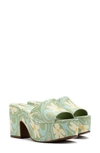 Larroude Floral-print Platform Mules In Green