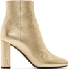 Saint Laurent Lou Lou Metallic Textured-leather Ankle Boots In Gold