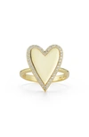 Glaze Jewelry 14k Yellow Gold Plated Sterling Silver Pavé Cz Heart Ring In Yellow Gold