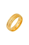 HMY JEWELRY 18K GOLD PLATED TEXTURED BAND RING
