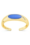 Sterling Forever Enamel Open Signet Ring In Blue/gold