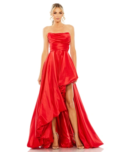 MAC DUGGAL STRAPLESS RUCHED HIGH LOW GOWN