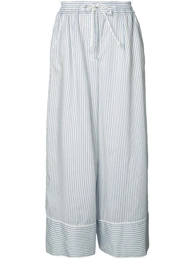Sacai Light Blue & White Pinstripe Trouser In Light Blue/white